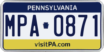 PA license plate MPA0871