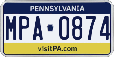 PA license plate MPA0874