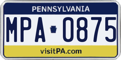 PA license plate MPA0875
