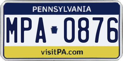 PA license plate MPA0876