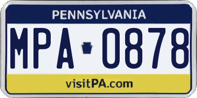 PA license plate MPA0878