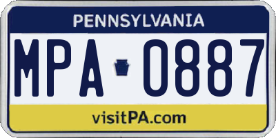 PA license plate MPA0887