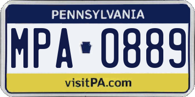 PA license plate MPA0889