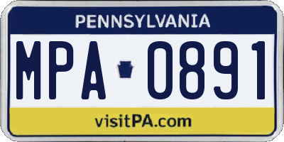 PA license plate MPA0891