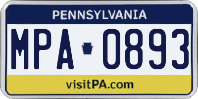 PA license plate MPA0893