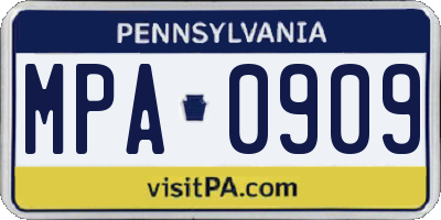 PA license plate MPA0909