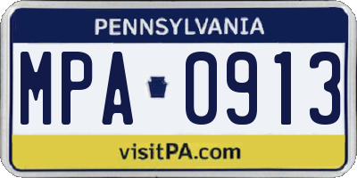 PA license plate MPA0913