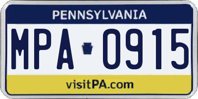 PA license plate MPA0915