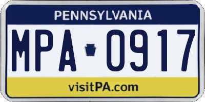 PA license plate MPA0917