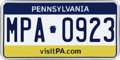 PA license plate MPA0923