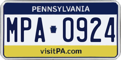 PA license plate MPA0924