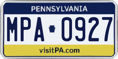PA license plate MPA0927