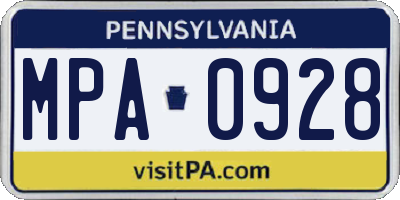 PA license plate MPA0928