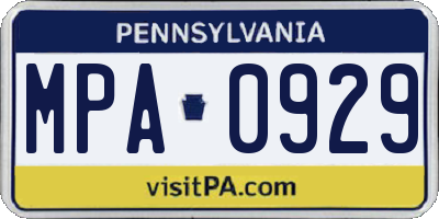 PA license plate MPA0929