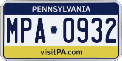 PA license plate MPA0932