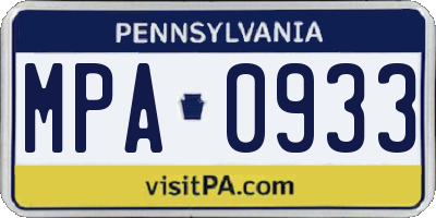 PA license plate MPA0933
