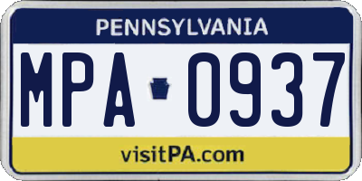 PA license plate MPA0937
