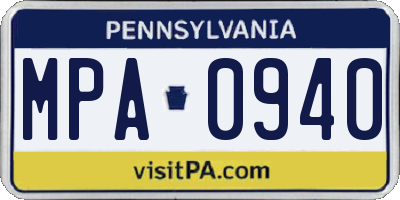 PA license plate MPA0940