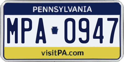 PA license plate MPA0947