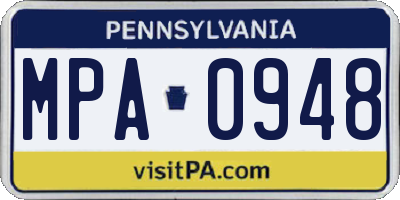 PA license plate MPA0948