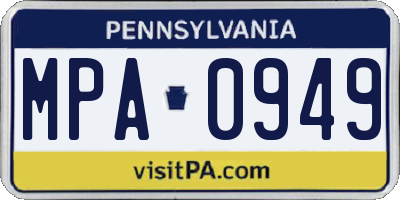 PA license plate MPA0949