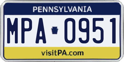 PA license plate MPA0951