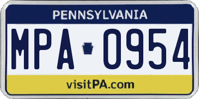 PA license plate MPA0954
