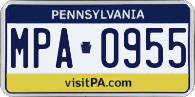 PA license plate MPA0955