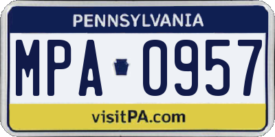 PA license plate MPA0957