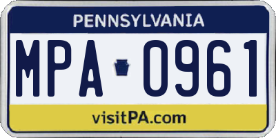 PA license plate MPA0961