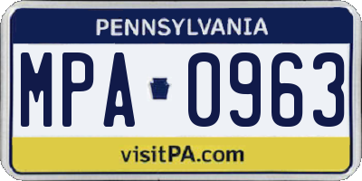 PA license plate MPA0963
