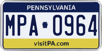 PA license plate MPA0964