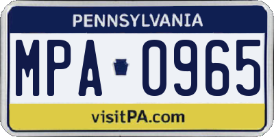 PA license plate MPA0965