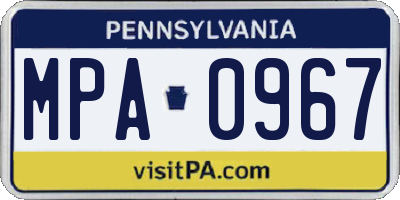 PA license plate MPA0967