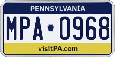 PA license plate MPA0968