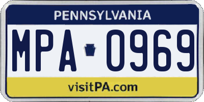 PA license plate MPA0969