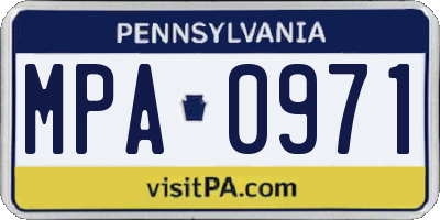 PA license plate MPA0971