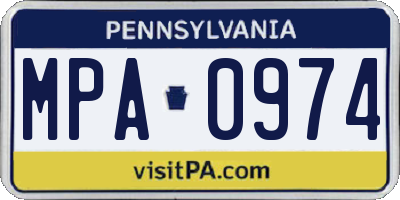 PA license plate MPA0974
