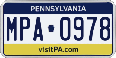 PA license plate MPA0978