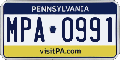 PA license plate MPA0991