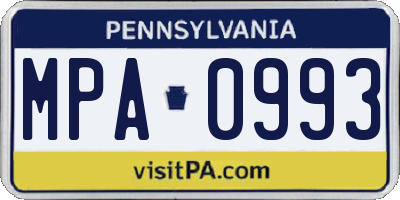 PA license plate MPA0993
