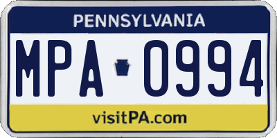 PA license plate MPA0994