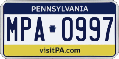 PA license plate MPA0997