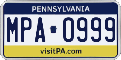 PA license plate MPA0999