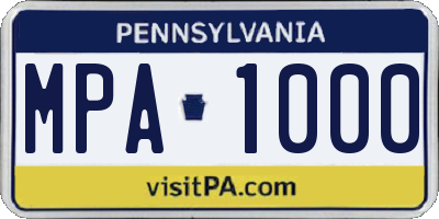 PA license plate MPA1000
