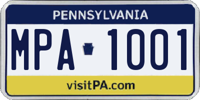 PA license plate MPA1001