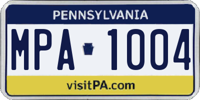 PA license plate MPA1004