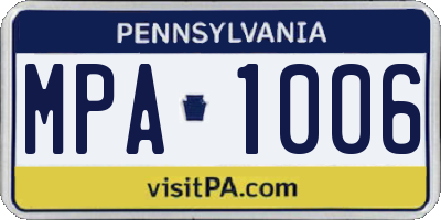 PA license plate MPA1006