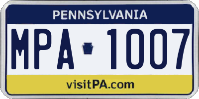 PA license plate MPA1007