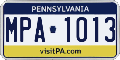 PA license plate MPA1013